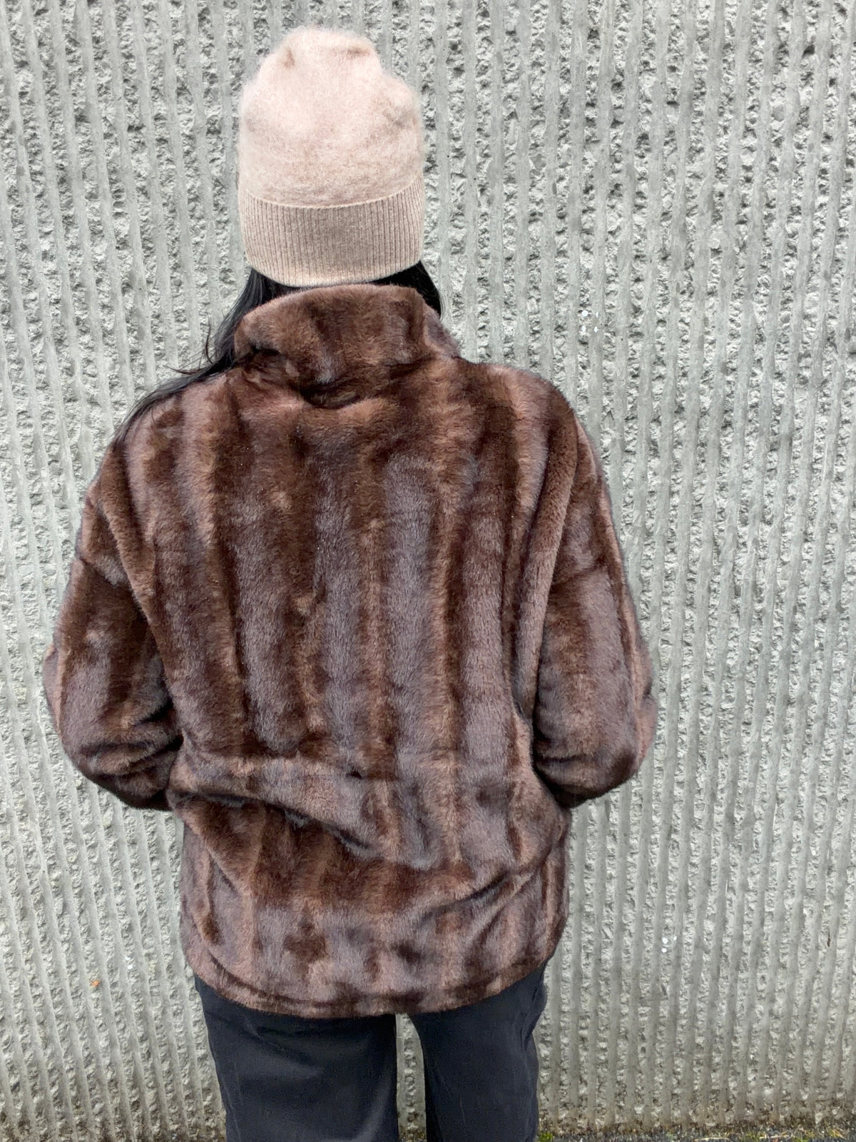 Faux Fur Jacket Dark Maroon