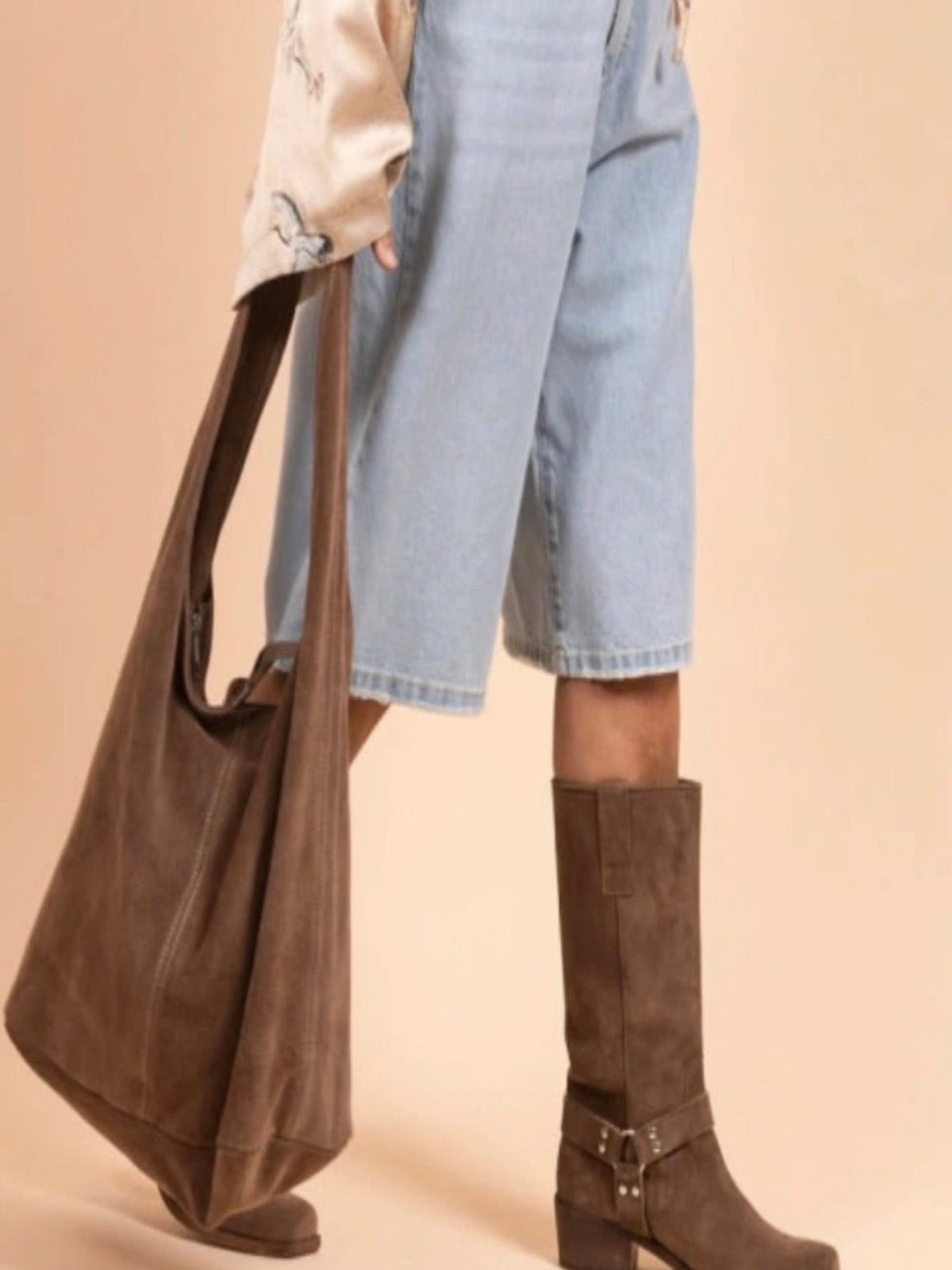 Suede Shopper Bag- Brown