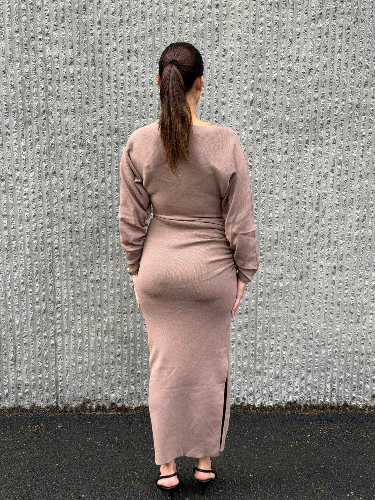 Draped Knit Dress Taupe