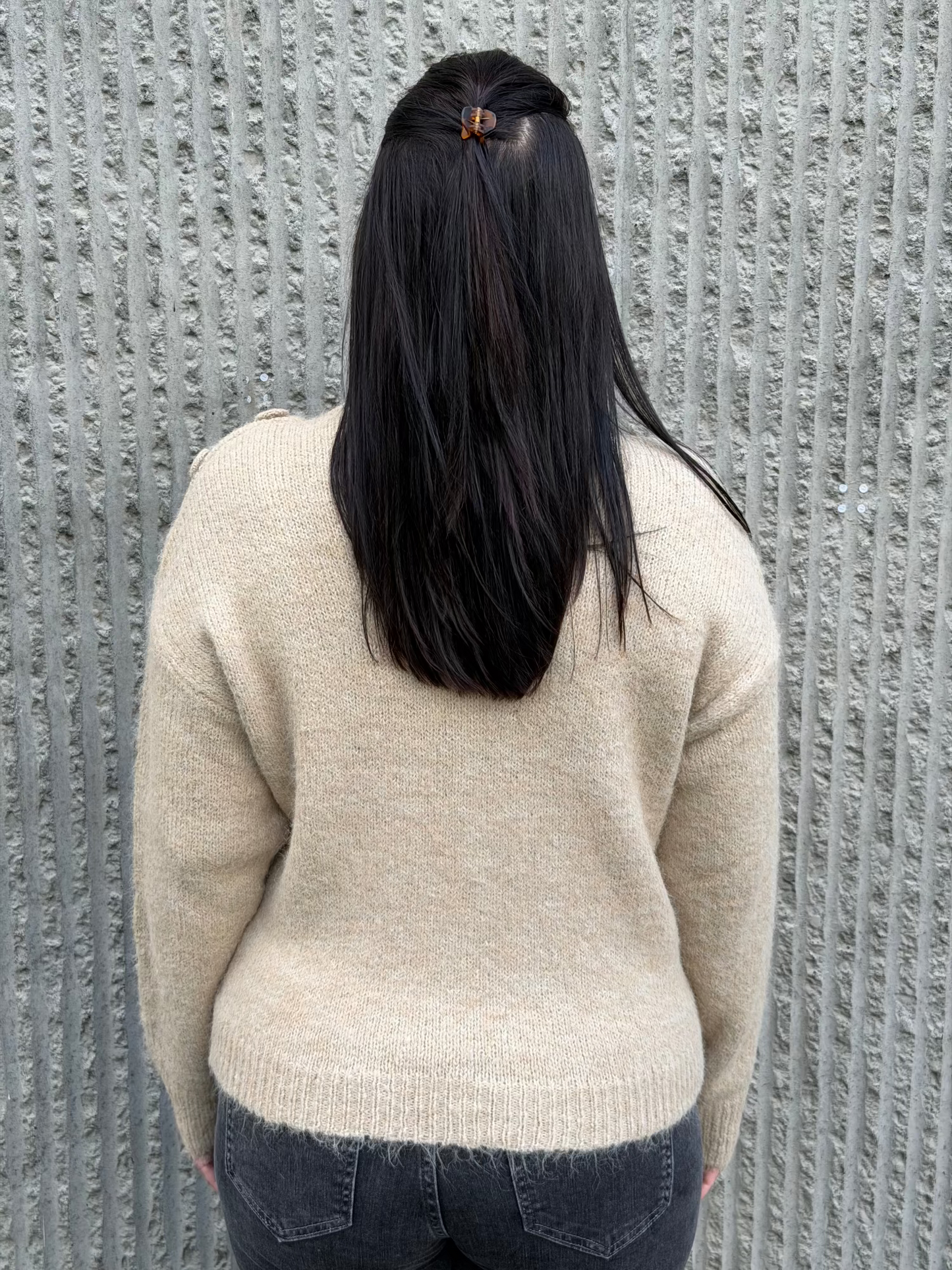 Elise Button Knit- Taupe