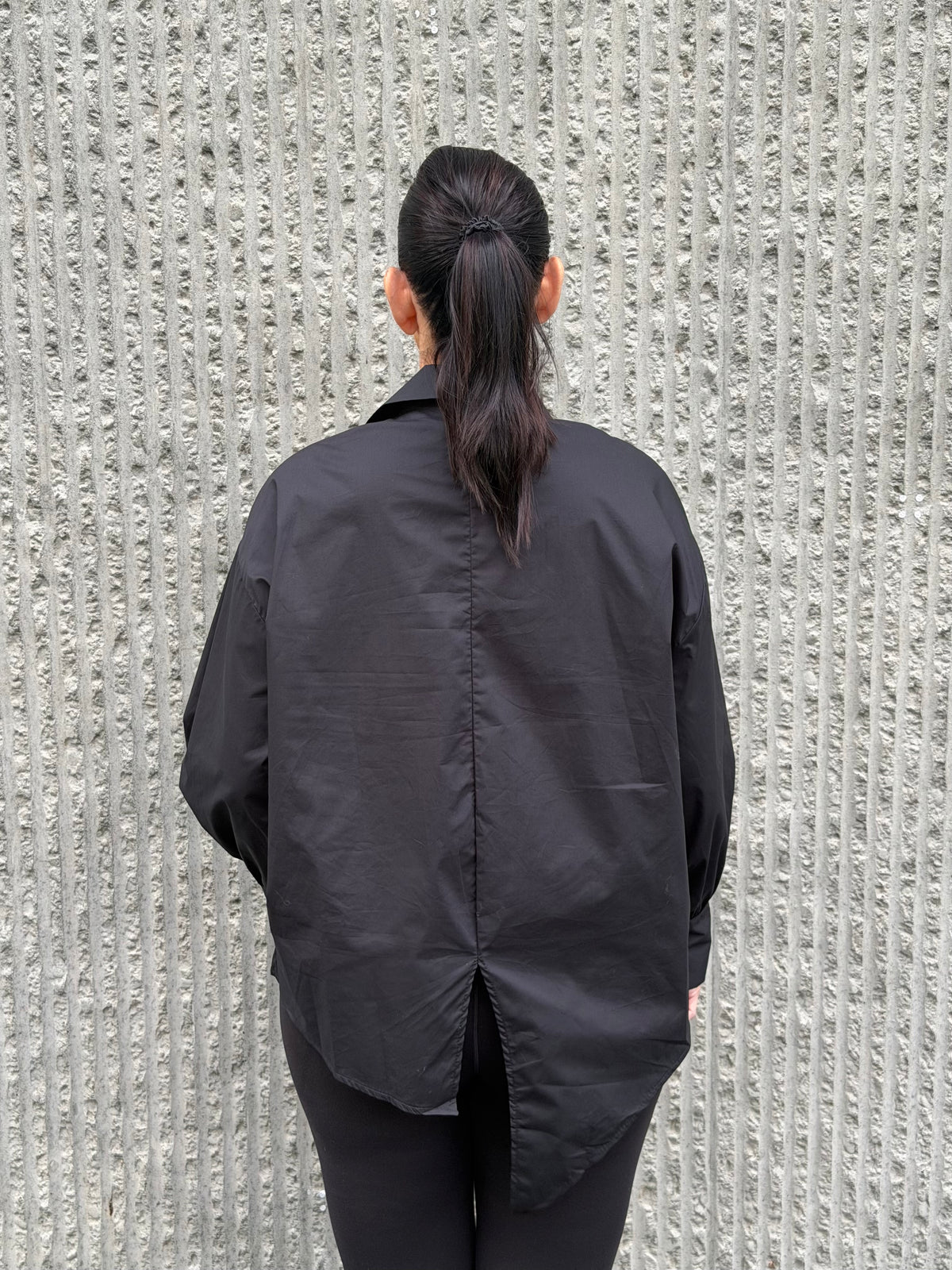 Asymmetric Cotton Shirt – Black