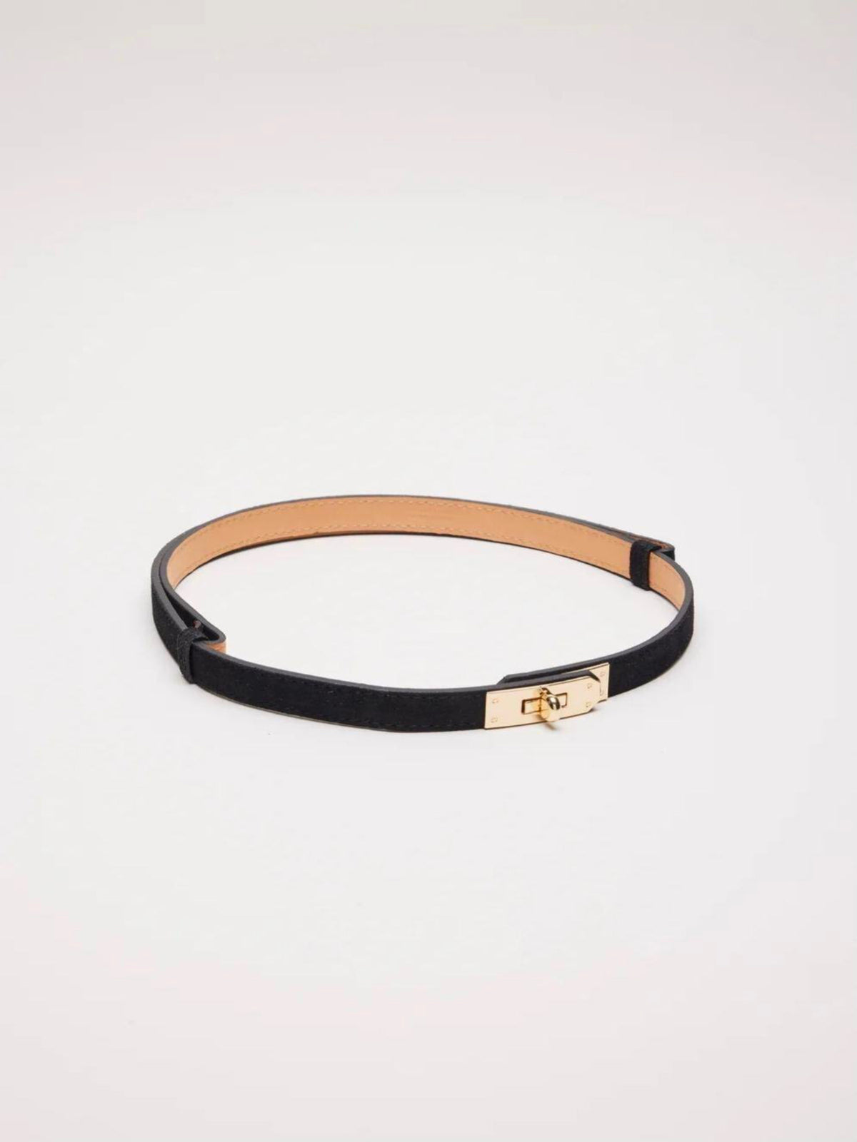 Slim Leather Belt- Black