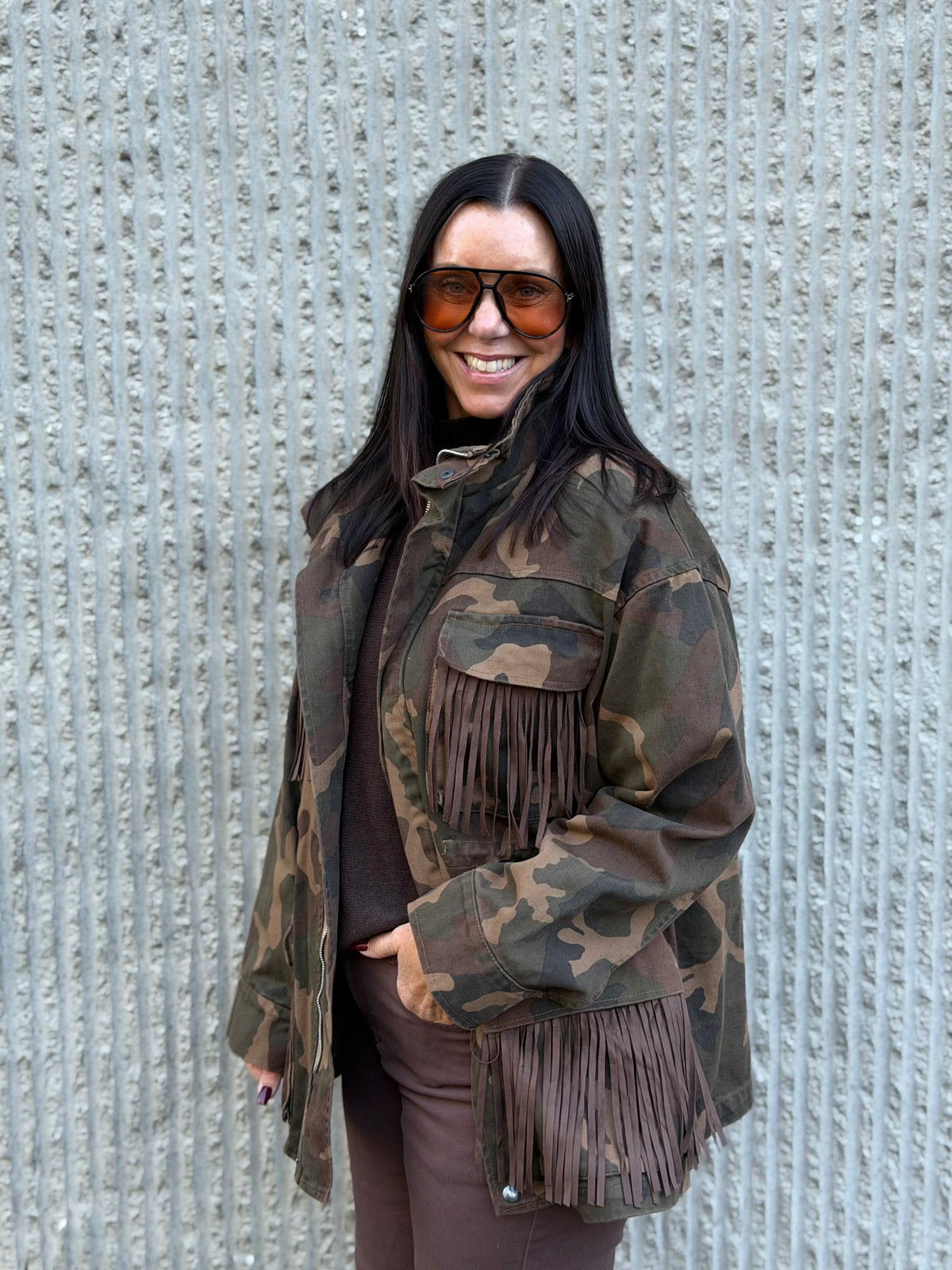 Camo Fringe Jacket