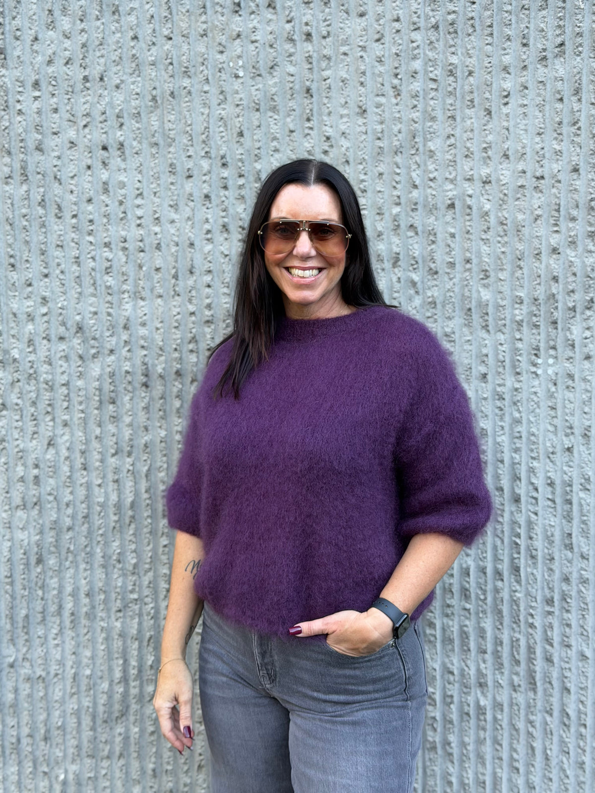 Kid Mohair Sweater – Vinröd