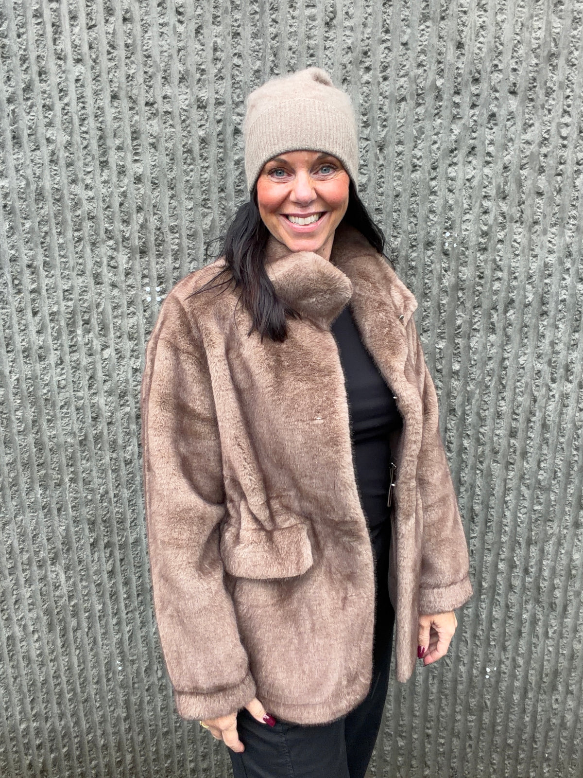 Faux Fur Jacket Bronze