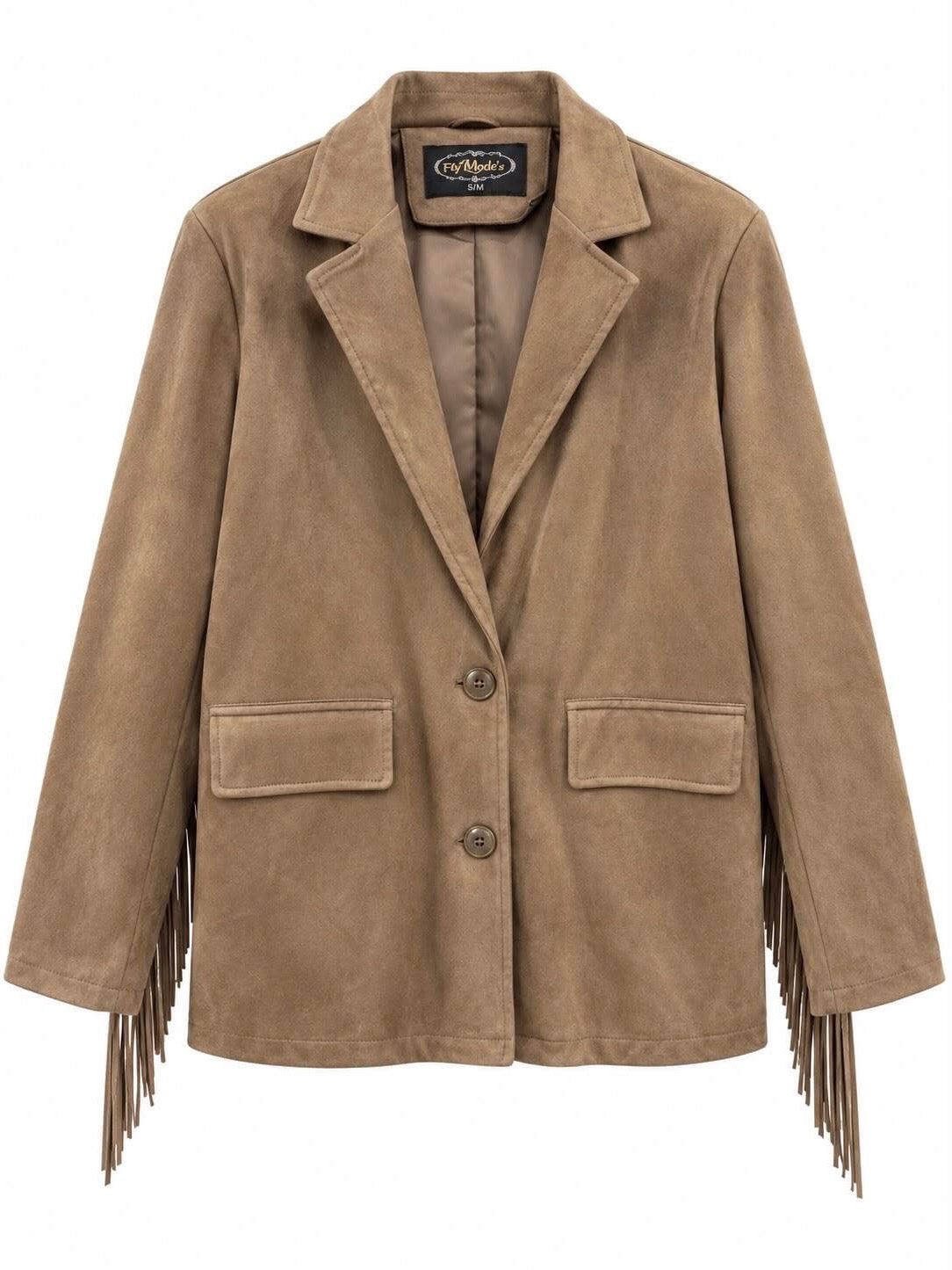 Fringed Blazer – Taupe