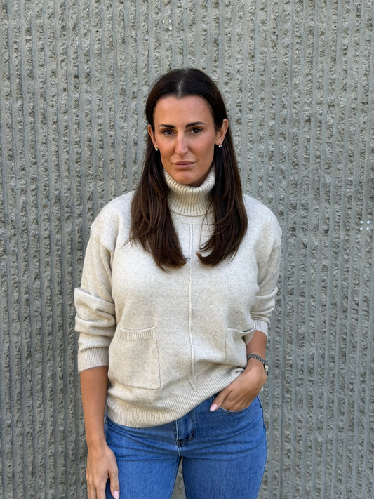 Sienna Turtleneck Knit- Beige
