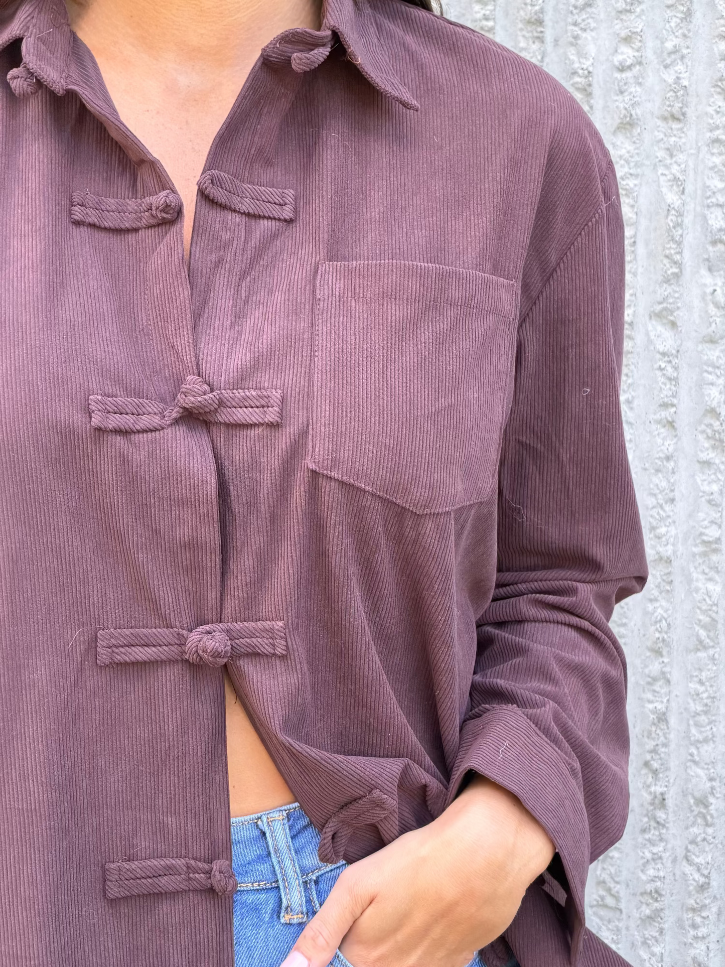 Bow Detail Shirt- Brown