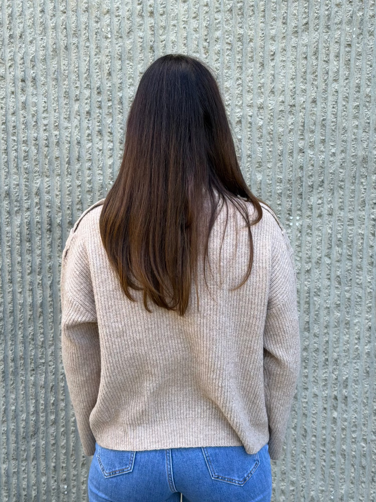 High Collar Knit- Taupe