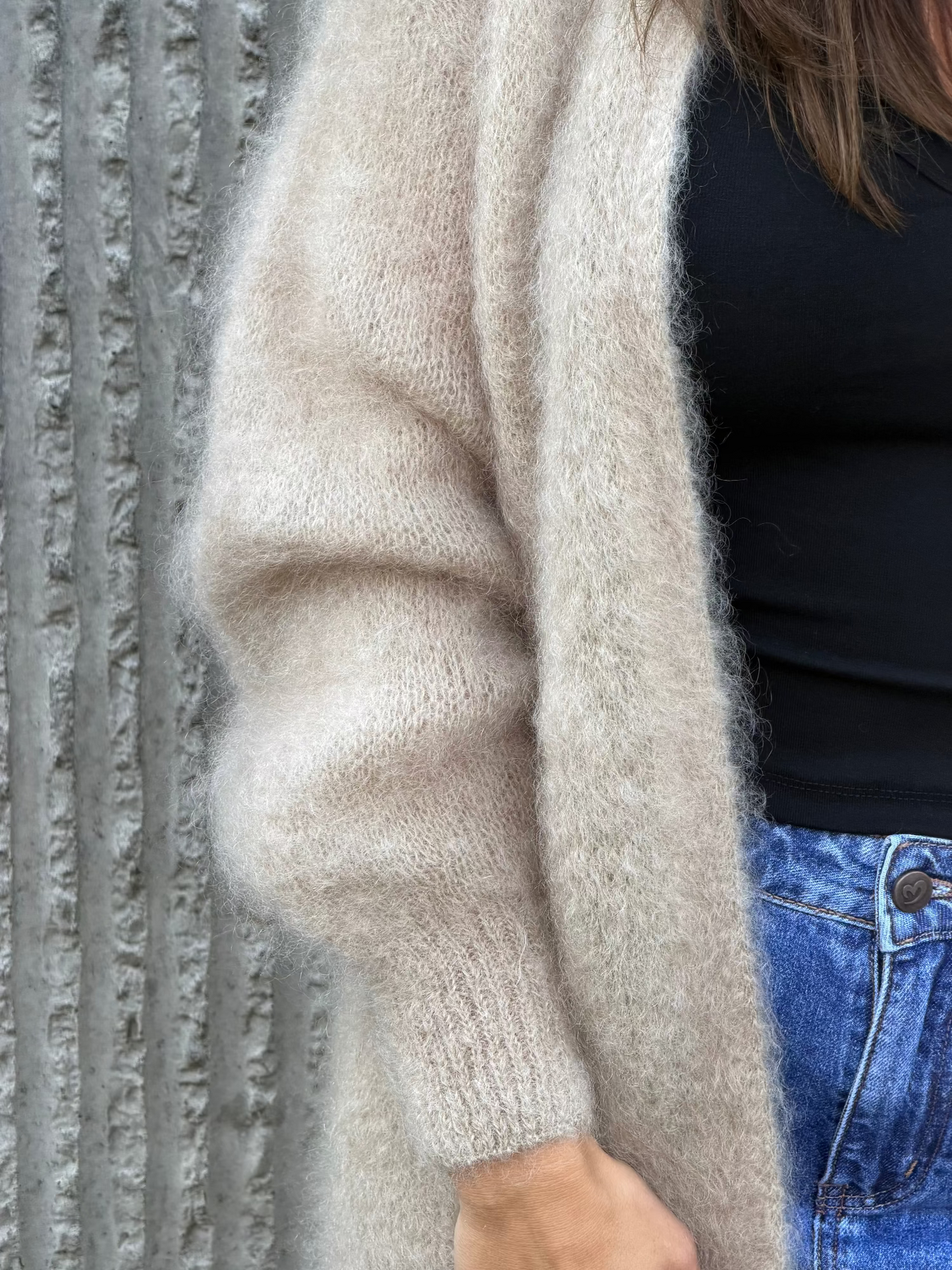 Kid Mohair Long Cardigan- Champagne