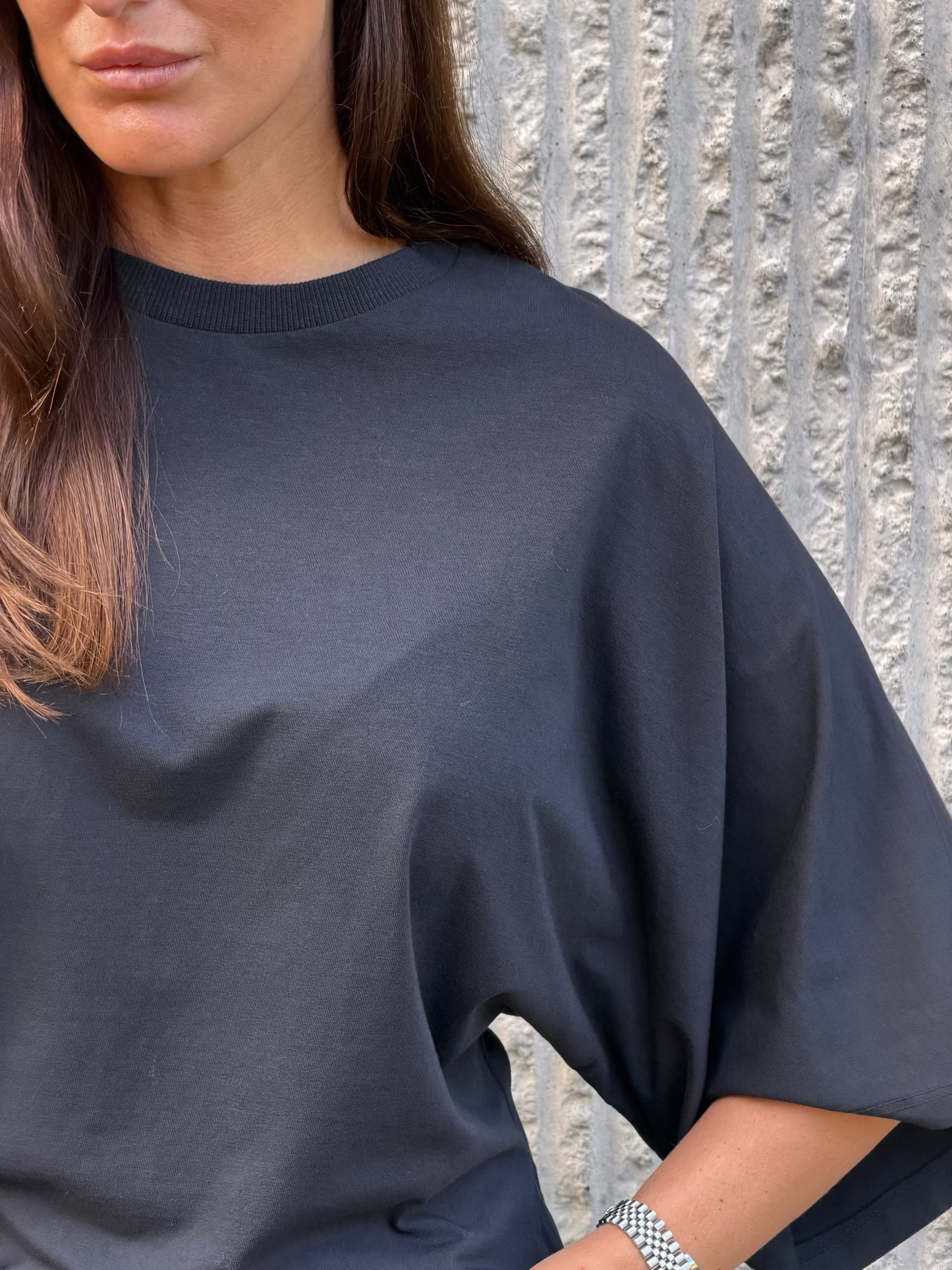 Boxy Cotton Tee- Black