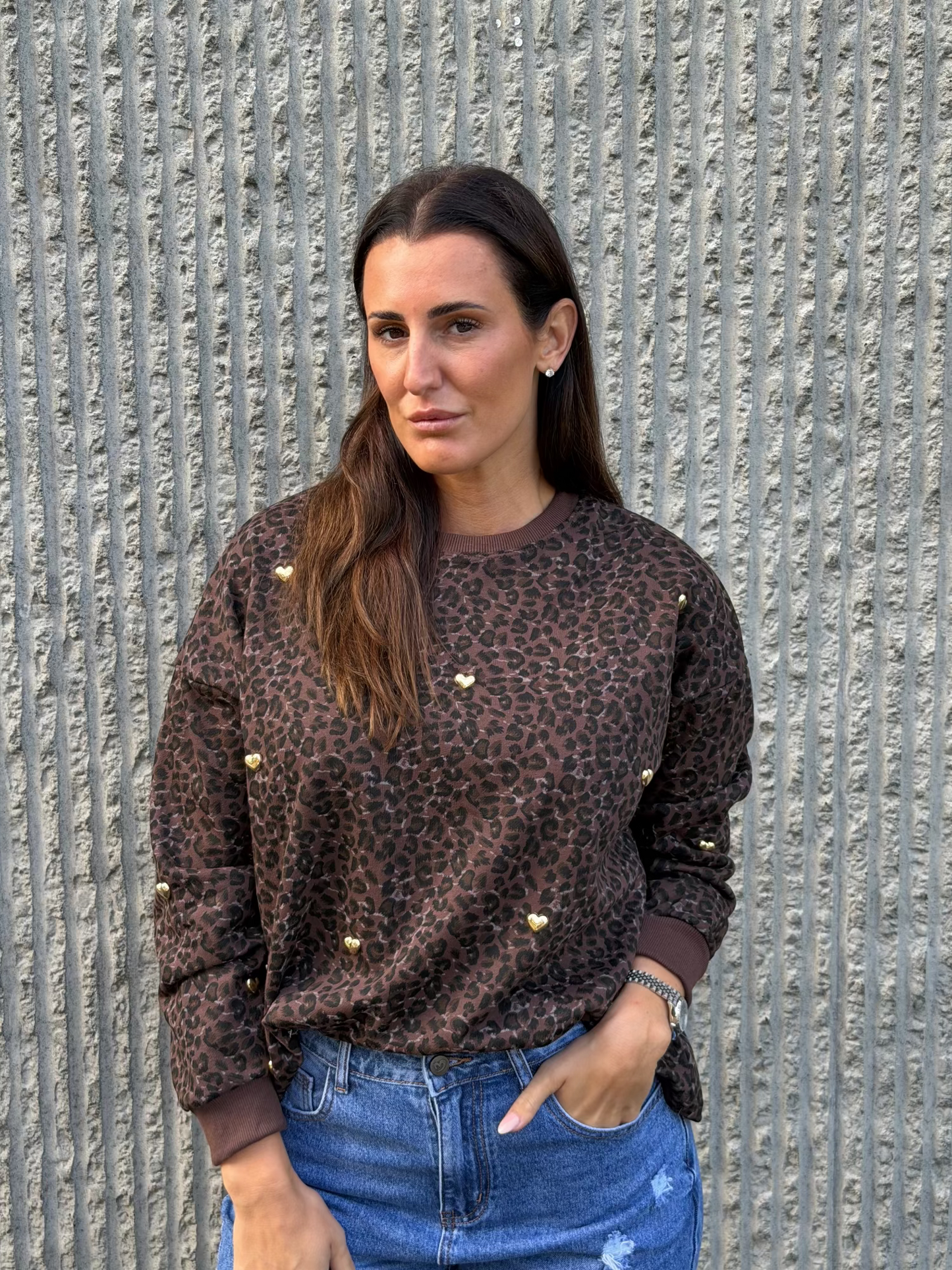 Heart Sweatshirt- Leopard