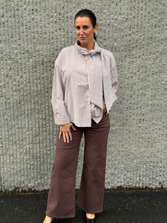 Wide Leg Jeans- Brown