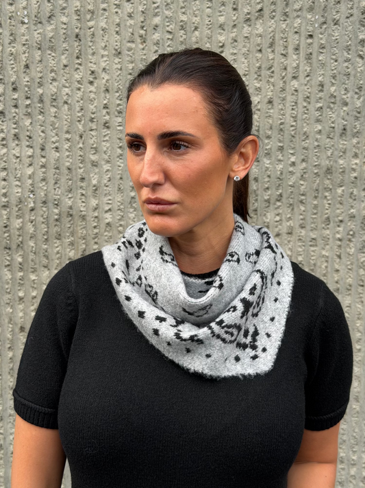 Paisley Triangle Scarf-  Grey
