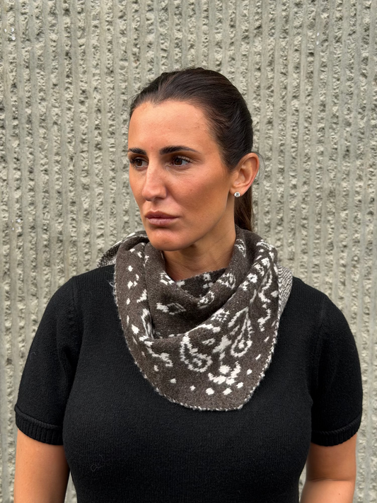 Paisley Triangle Scarf- Brown