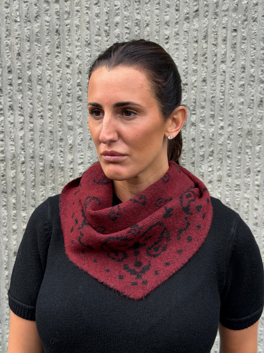 Paisley Triangle Scarf-  Burgundy