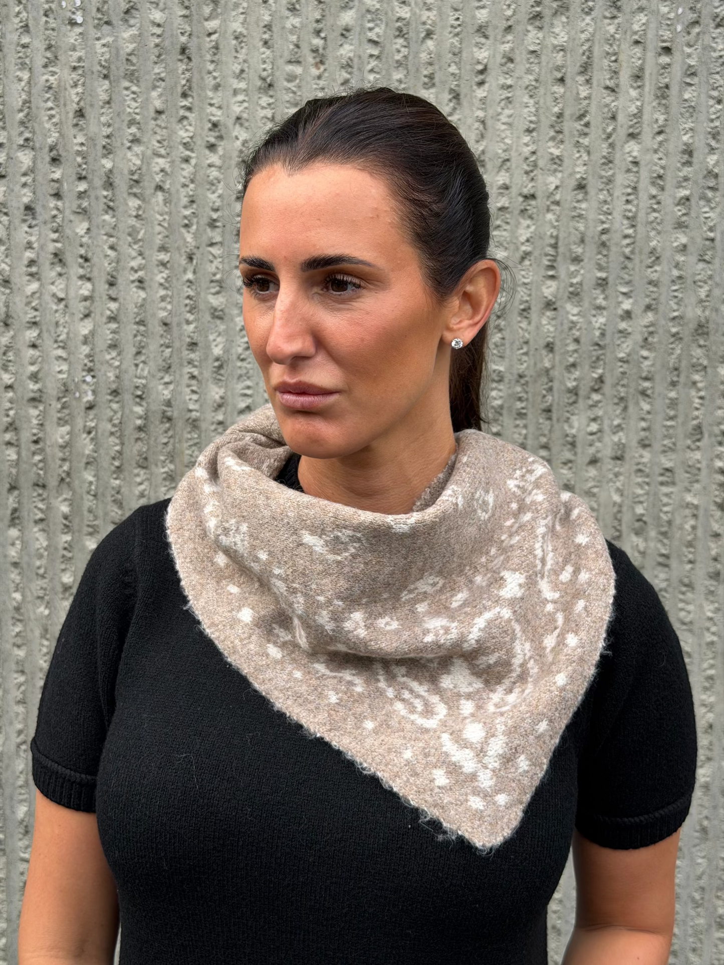 Paisley Triangle Scarf- Beige