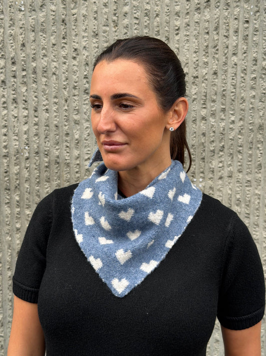 Heart Triangle Scarf- Blue