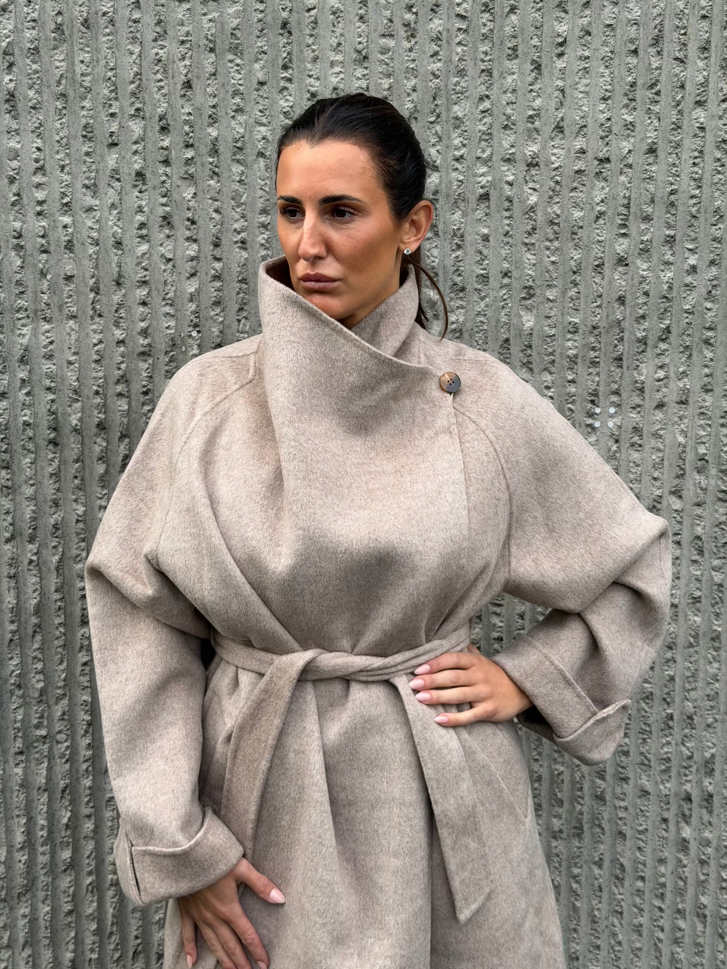 Cashmere Blend Coat- Taupe