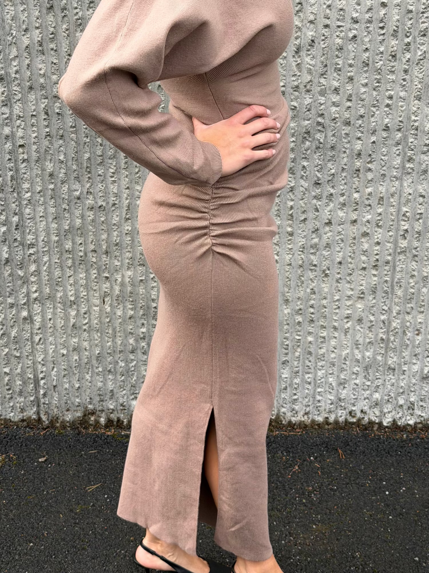 Draped Knit Dress Taupe