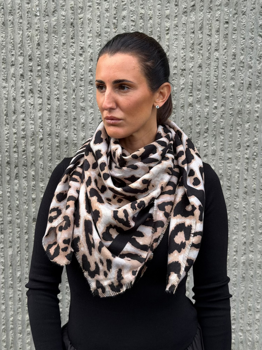 Leopard Scarf- Beige