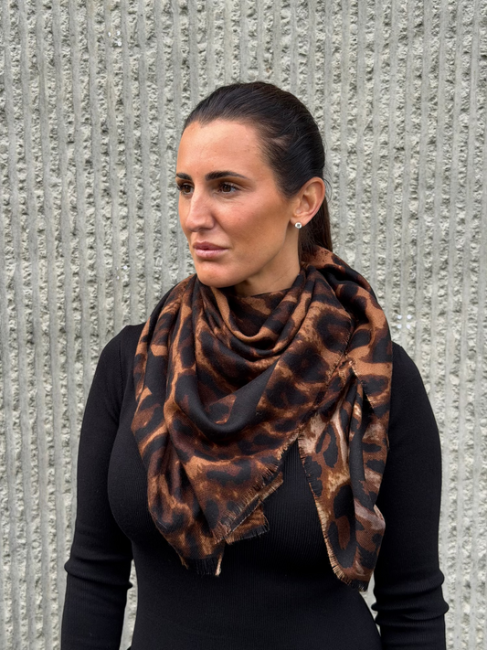 Leopard Scarf- Brown