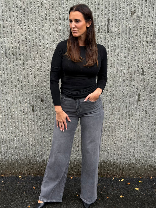 Extra Long Wide Leg Jeans- Grey