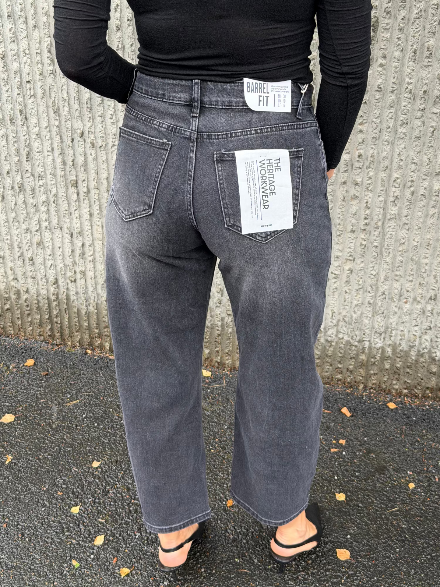 Cropped Barrel Jeans- Antracite