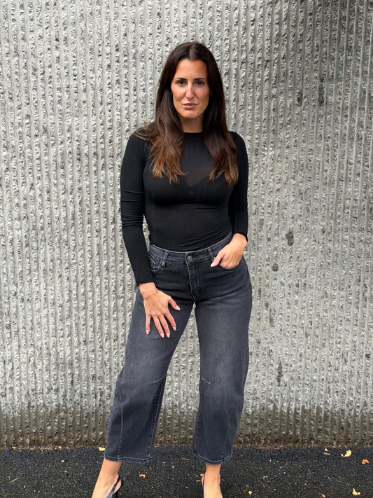Cropped Barrel Jeans- Antracite