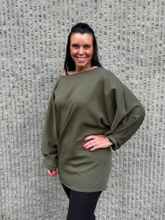 Oversized Sweat Dress – Khaki
