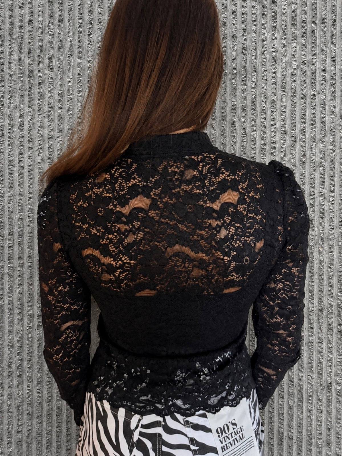 Button Lace Top- Black